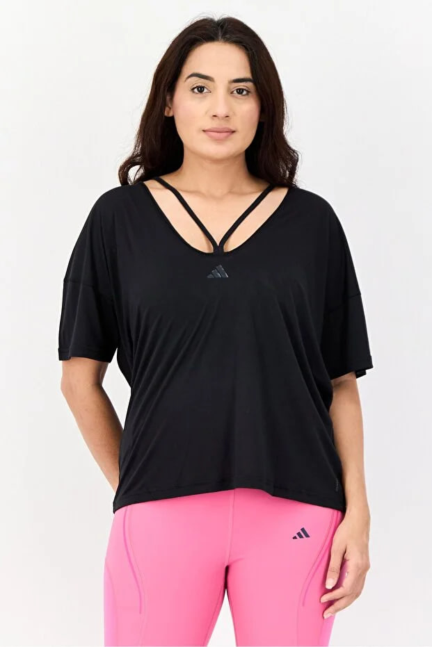 Adidas Women Sportswear Fit Short Sleeve Outdoor T-Shirt, Black